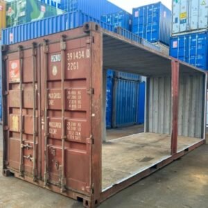 Cutting out both long sides of the container 20