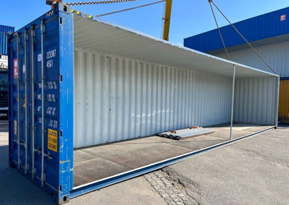 Modified 40′ HC storage box with shortened side walls